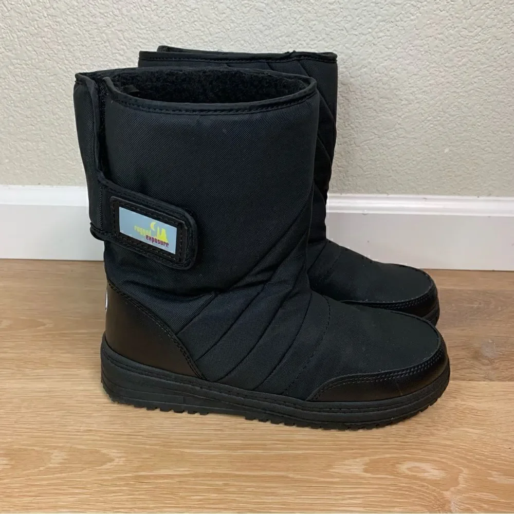 Rugged Exposure Kids Black Snow Boots